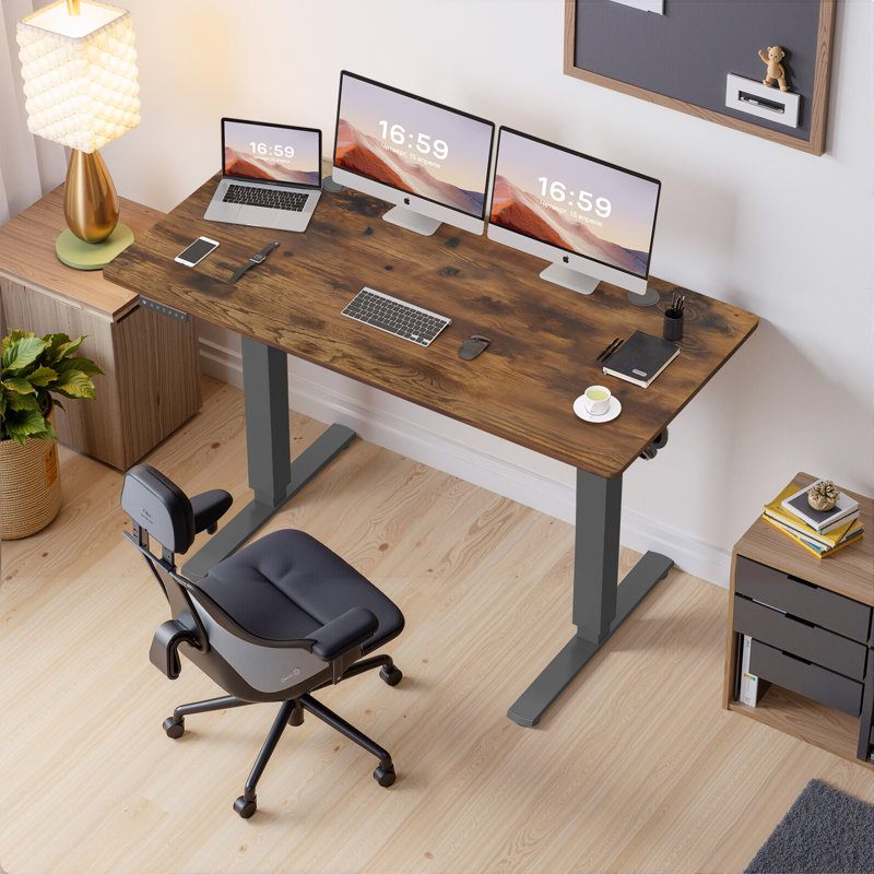 55 X 24 In. Electric Adjustable Height Rising Standing Desk With Splice Board, 2 Hook And Wire Hole