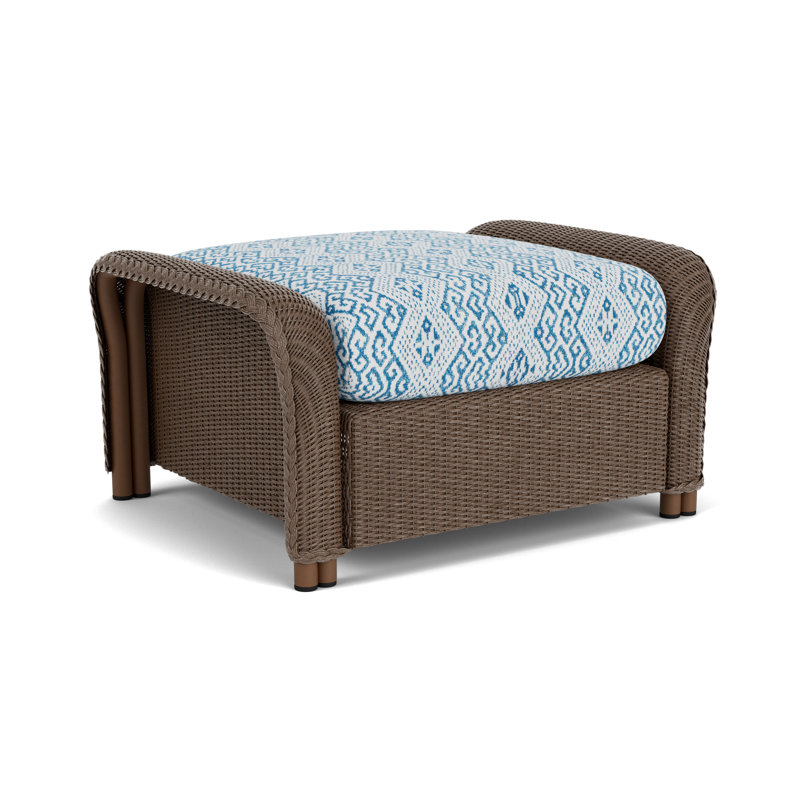 Reflections Outdoor Ottoman, White, Hickory