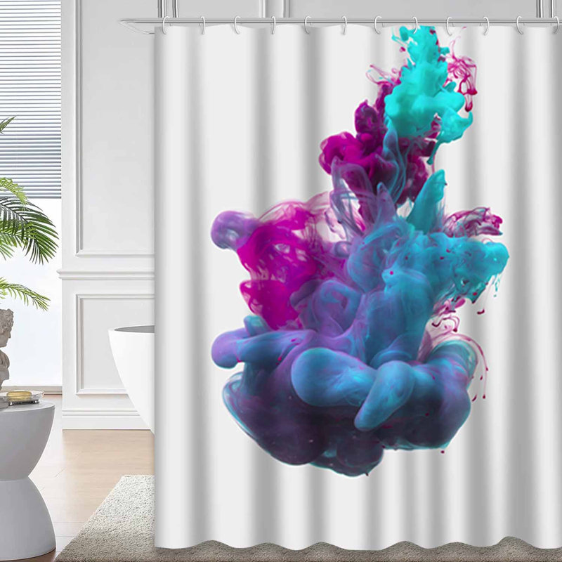 Rideau de douche bleu imperméable, rideaux de douche pour la salle de bain avec 12 crochets, 72" L x 72" W