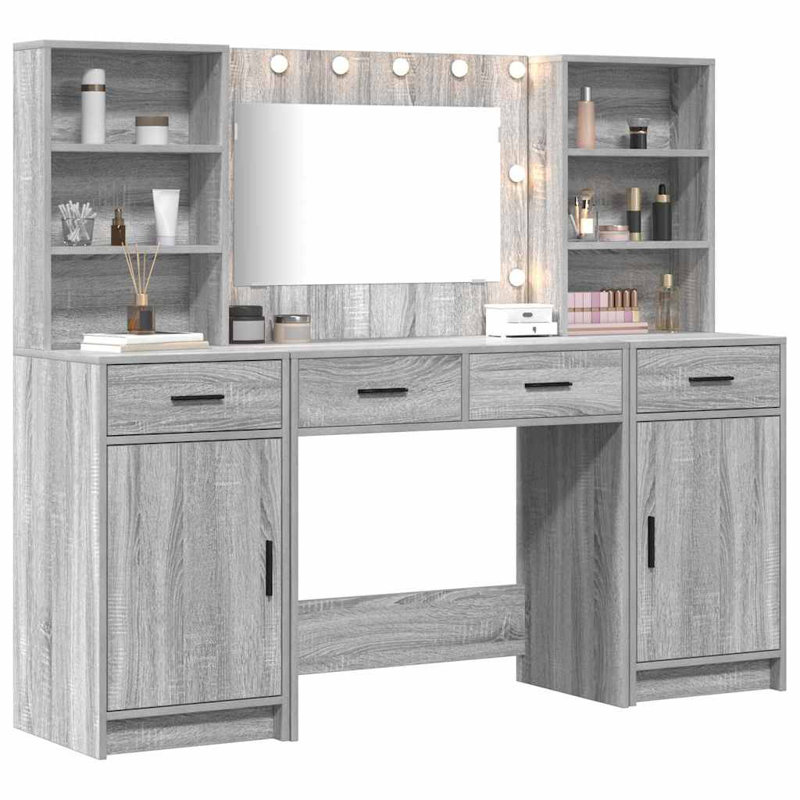 Dressing Table with Mirror, Grey Sonoma