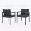 Ensemble de 2 chaises de salle à manger d'extérieur, structure en aluminium gris toutes saisons avec coussins en tissu gris, capacité de 300 lb-156427563-156427560