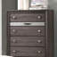 Finition grise de style contemporain 1 pièce Commode à bijoux cachée Tiroir à queue d'aronde anglaise Boutons argentés Mobilier de chambre à coucher