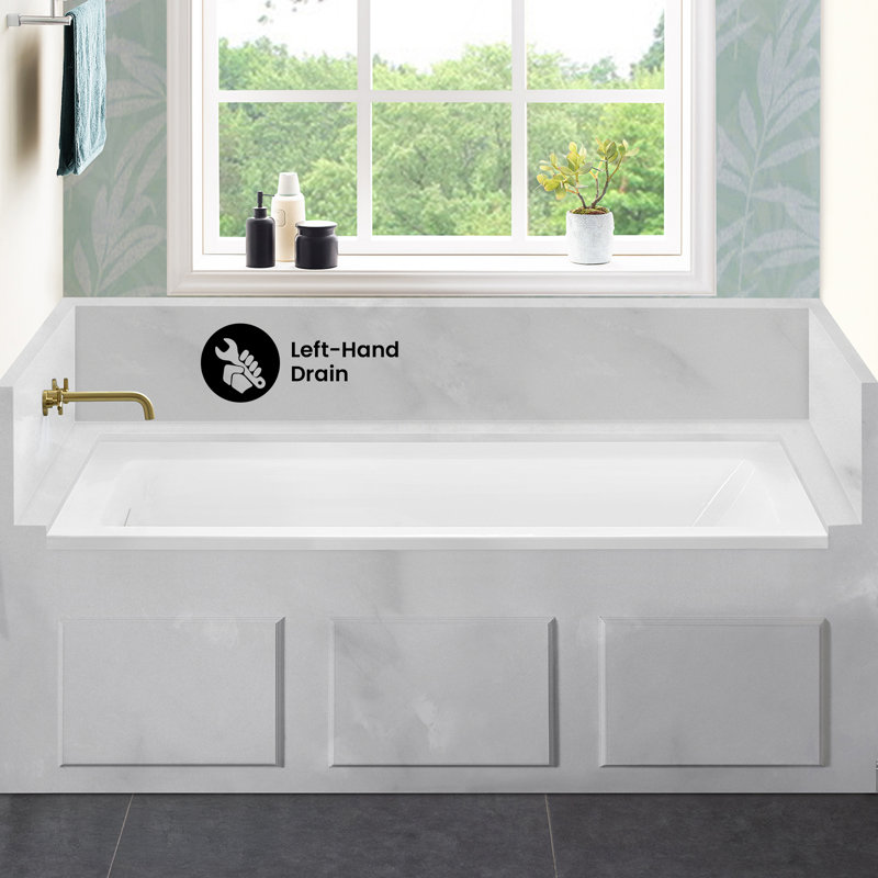 Voltaire 60 X 30 Left Drain Soaking Alcove Bathtub In Glossy White With Integrated Overflow, Drain Included