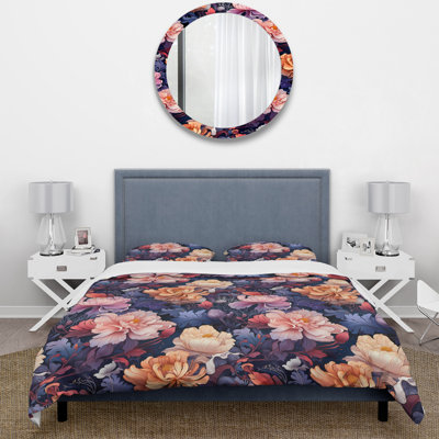 Ensemble de housse de couette rose et mauve Cosmic Mystic Floral Botanics Dream - Floral