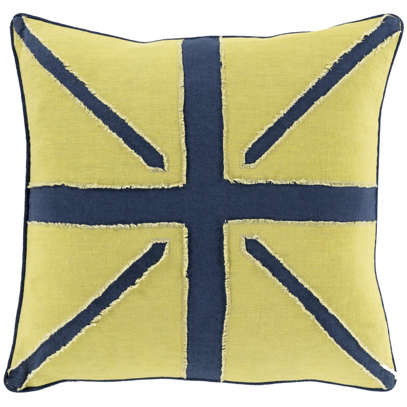 Flag Linen Pillow Cover, 18" x 18", Lime/Navy