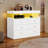 39.3"W  6 - Drawer Dresser Accent Chest with Power Outlet, LED Lights and Open Shelf