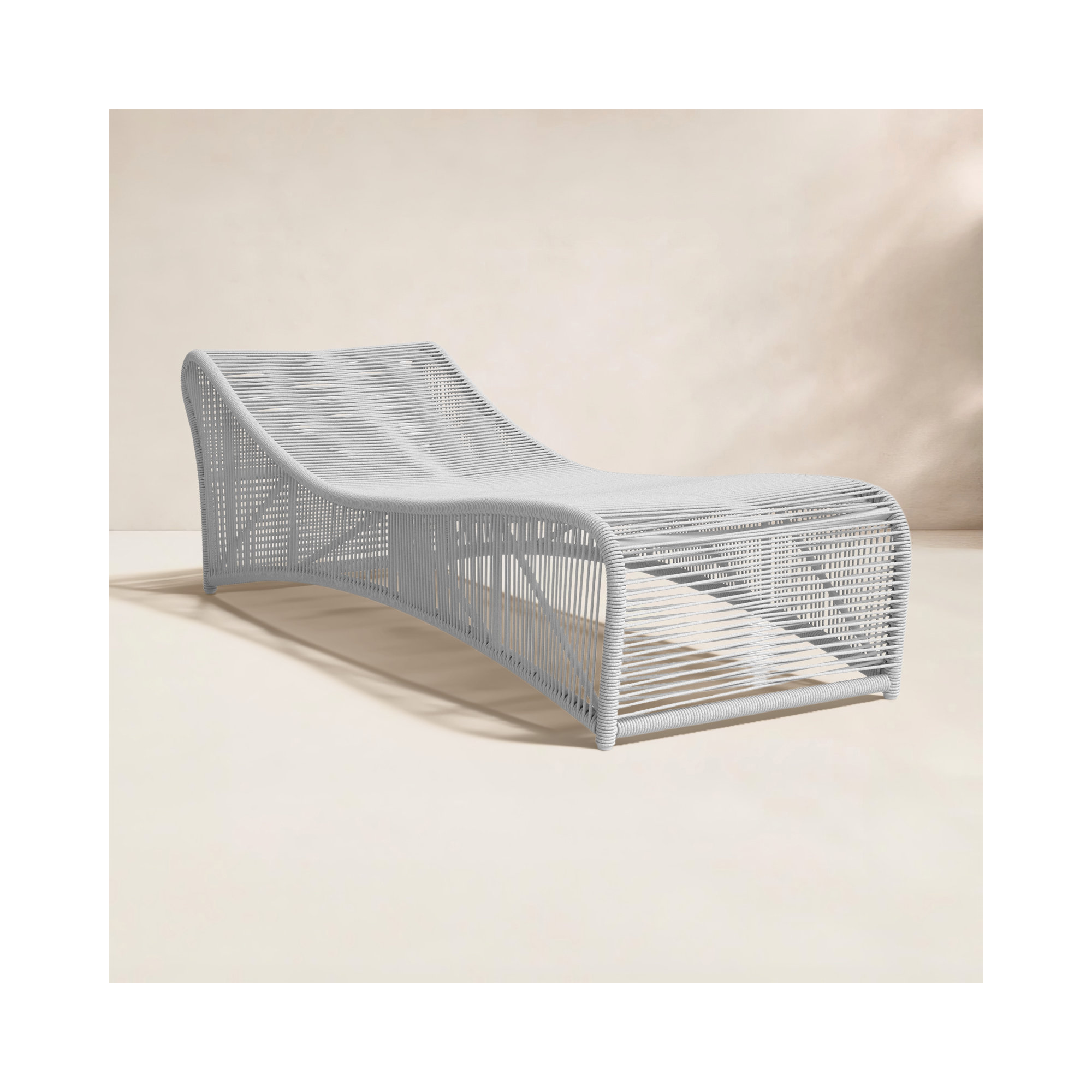 Renfri Outdoor Olefin Rope Chaise Lounge, Gray