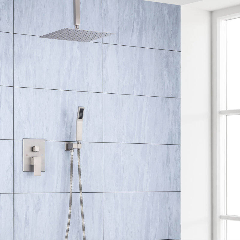 Système de douche complet avec valve brute, Nickel brossé