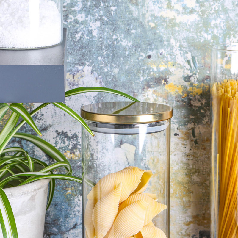 Argon Tableware - Glass Storage Jar with Gold Metal Lid - 1.5 Litre