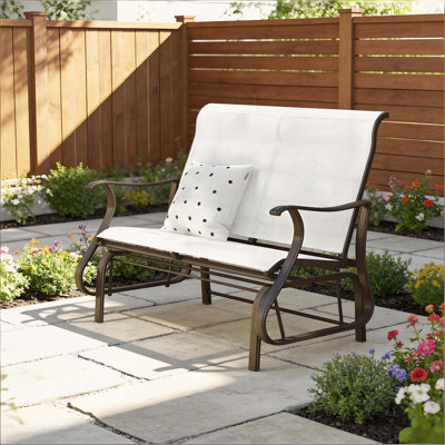 2-Person Outdoor Glider Bench with Mesh Fabric