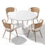 Table de salle à manger extensible ovale avec base en piédestal en métal, sièges 4-6, blanc-480953929