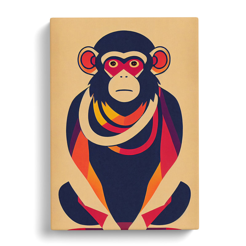 Abstract Monkey No.2 - Wall Art, 50cm H x 35cm W x 2cm D, Wrapped Canvas