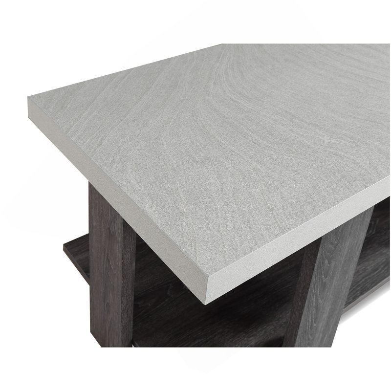Ensemble de salon gris 3 pièces avec table basse et deux tables de bout assorties