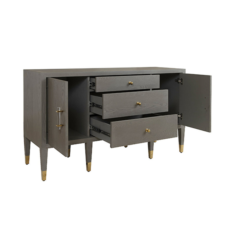 Javon 58'' Gray Solid Wood Sideboard with Brass Accents