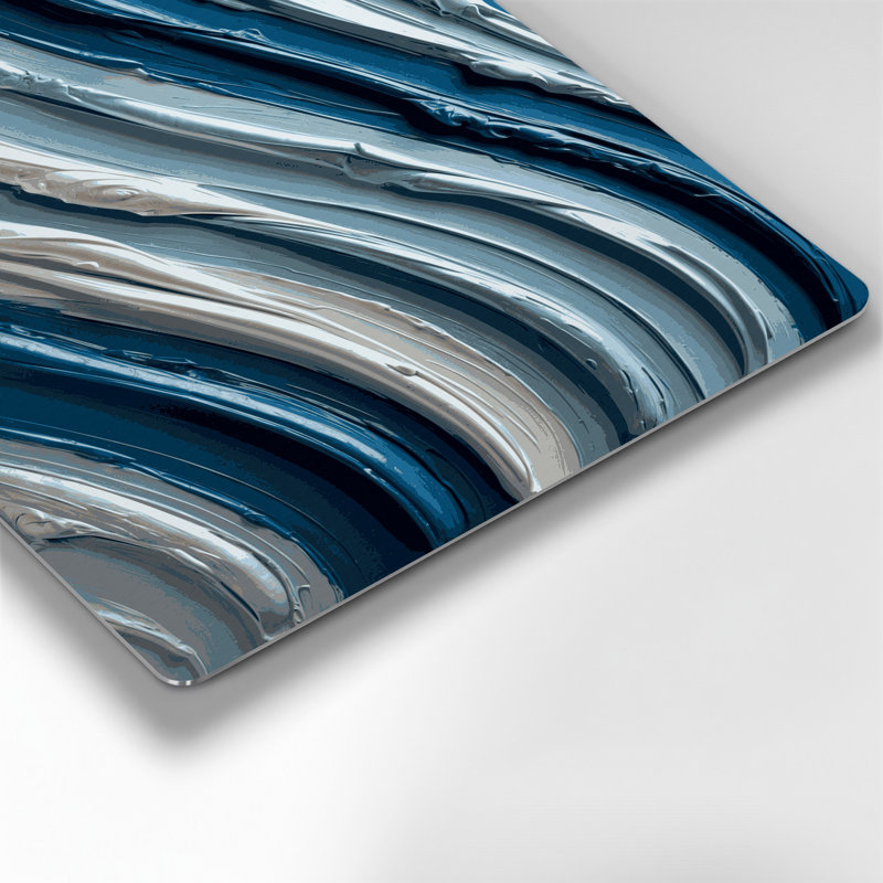 Art mural horizontal rayé gris cobalt en métal bleu clair, H 20 po x l 20 po