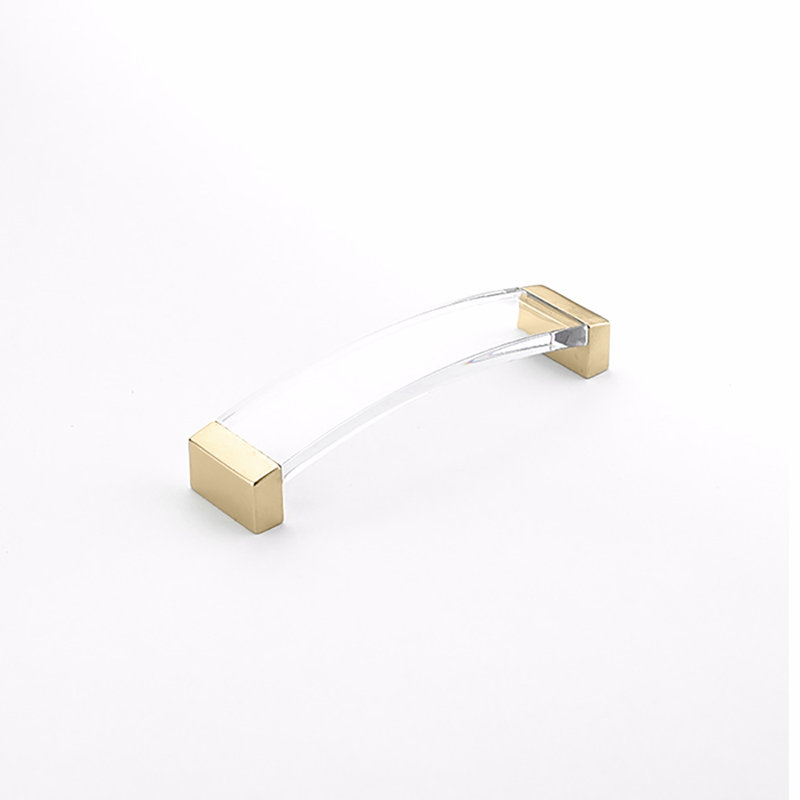 Modern Clear Acrylic and Brass Cabinet Pull with Mounting Hardware