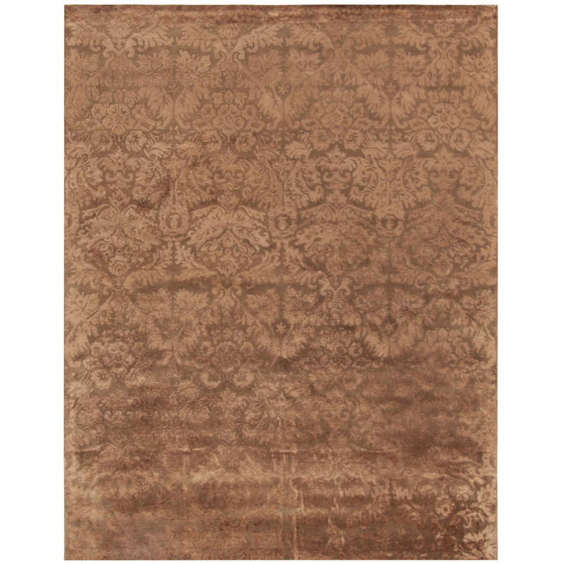 Martha Stewart Hand Tufted Viscos/Wool Damask Rug in Mahogany, Rectangle 9'6" x 13'6"
