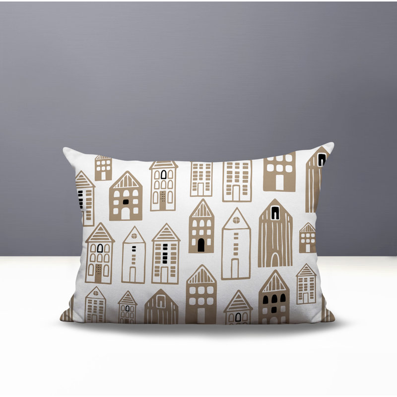 Oreiller rectangulaire réversible intérieur / extérieur Kirk Skandi Street, Beige, Rectangle H 14 po x l 20 po