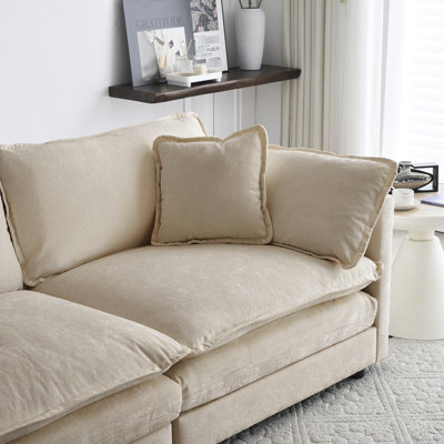 Canapé modulaire en chenille beige avec rembourrage en éponge de qualité et construction confortable en chenille, apaise votre corps