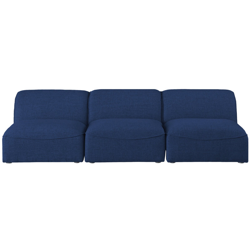 Briara Upholstered 99'' Sofa, Navy Linen Textured Fabric