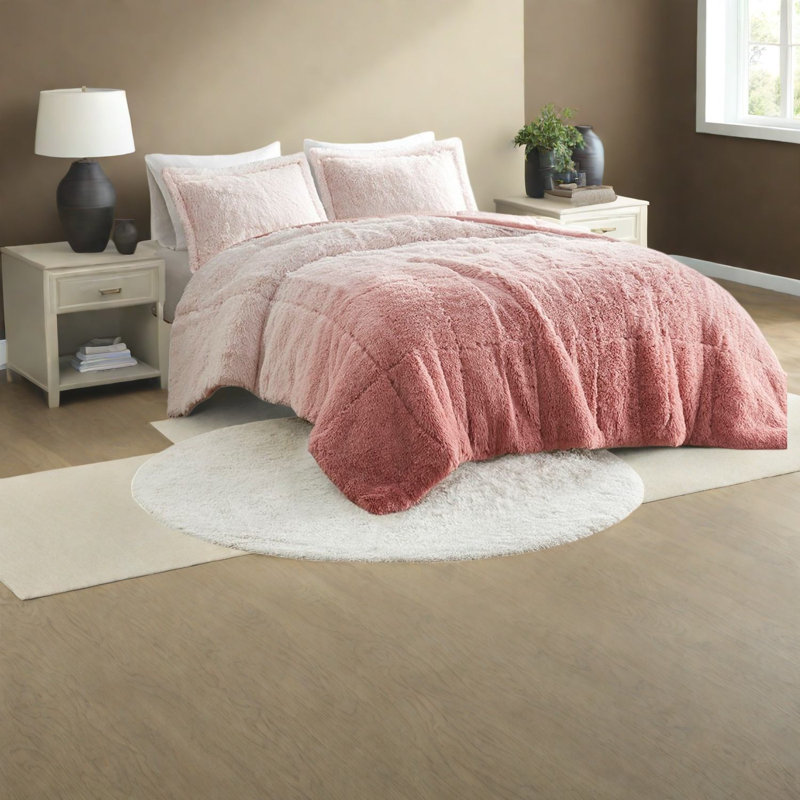 Ensemble de literie luxueuse en fausse fourrure à poils longs, confort et style en polyester