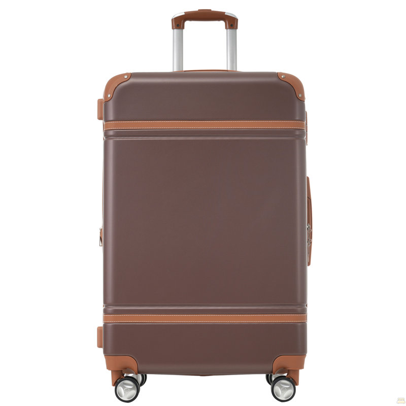 Valise à roulettes Hardshell 3 pièces 20 "+24" Valise avec serrure TSA, brun clair, Brun, H 26,4 po x l 17,2 po x P 11,2 po