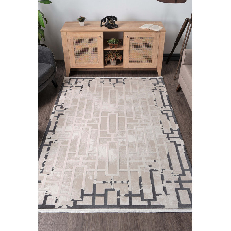Luxurious Woven Carpet, Beige, 6.6 x 9.5 Feet | 100% Acrylic, 2600 g/m² | Pile Height: 0.5 Inches | Cotton/Jute Sole, 1,150,000 Thread Points | Ideal for Living Room, Bedroom & Office, Vacuum Friendly
