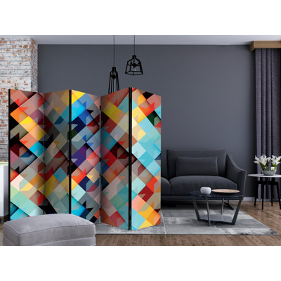 Garen 172cm H Solid Wood Folding Room Divider