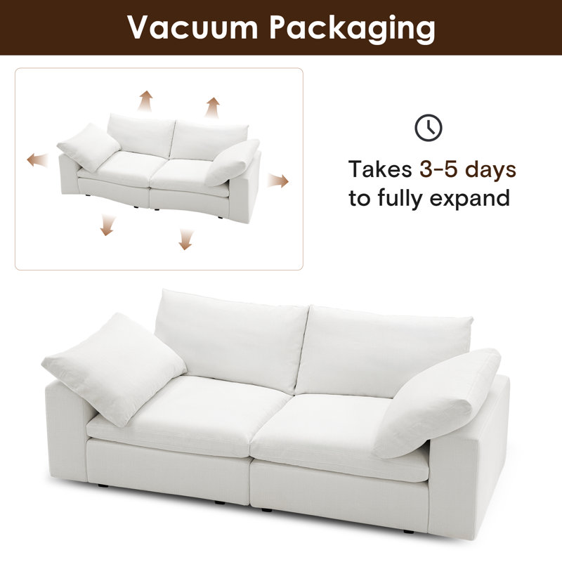 81" Loveseat Cloud Couch, Deep Oversized Sectional Sofas, 2 Seater White Couch