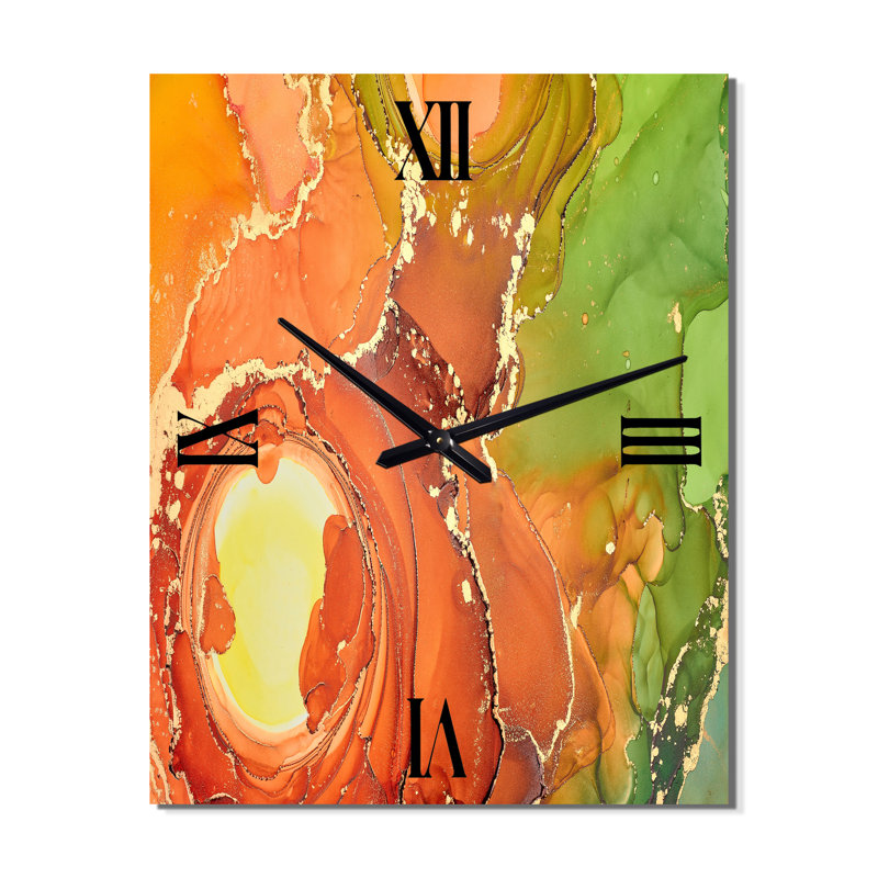 Horloge murale abstraite brune et verte, Petit
