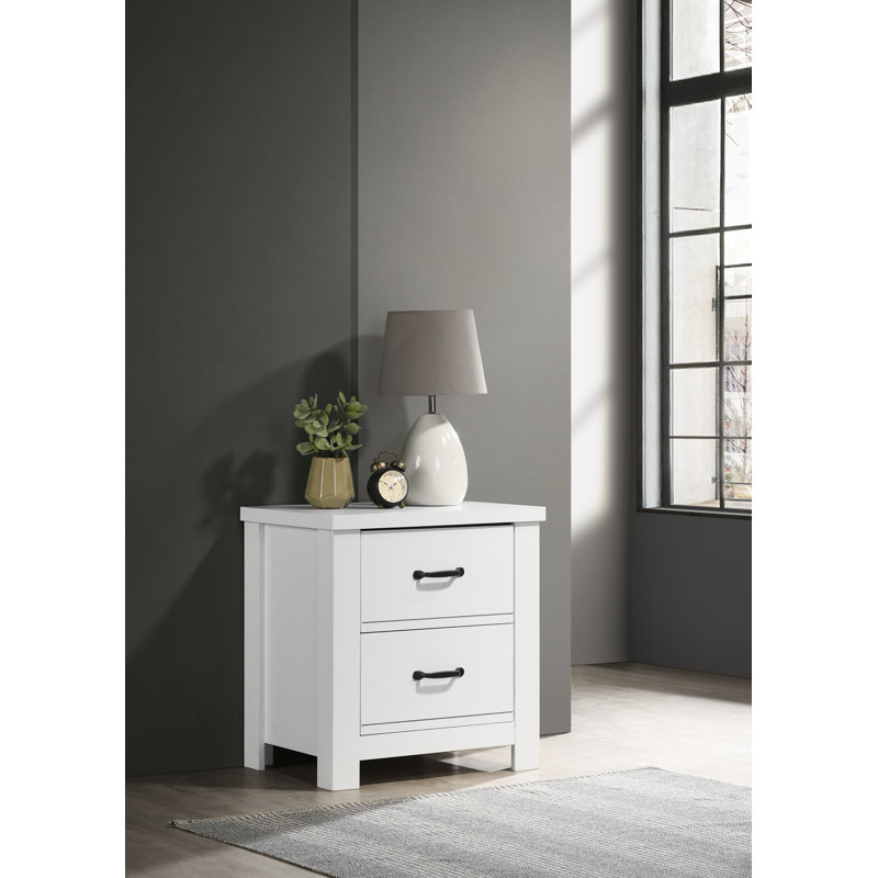 Table de chevet blanche à 2 tiroirs 21,5 po | Idée cadeau