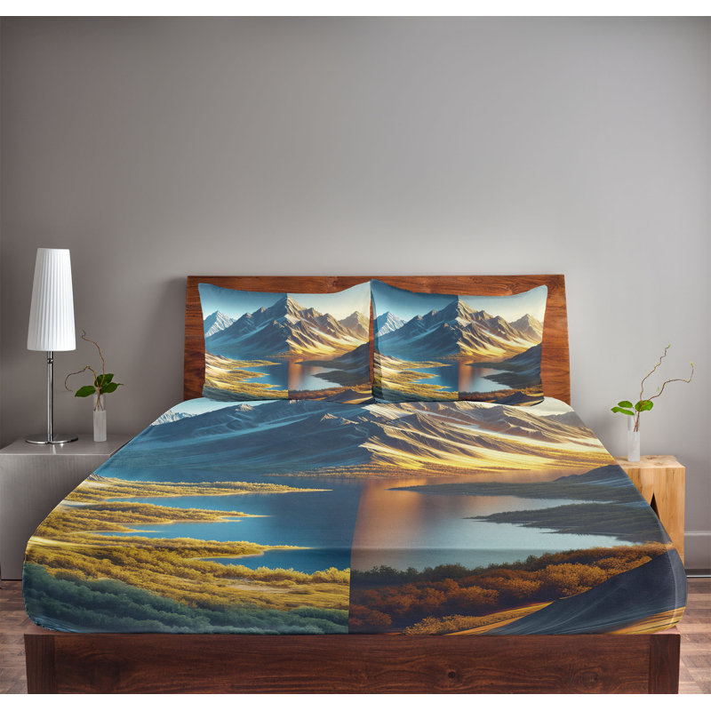 Ensemble de draps et taies décoratives Ambesonne-sd1079, Ensemble de draps pour grand lit avec 2 taies d'or
