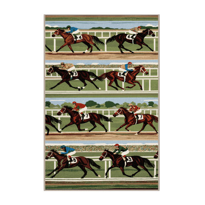  Washable Horse Racing Sports Area Rug