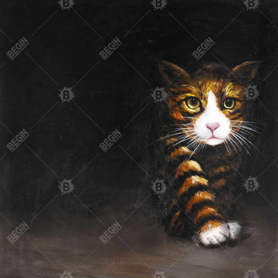 Chat discret, reproduction sur toile