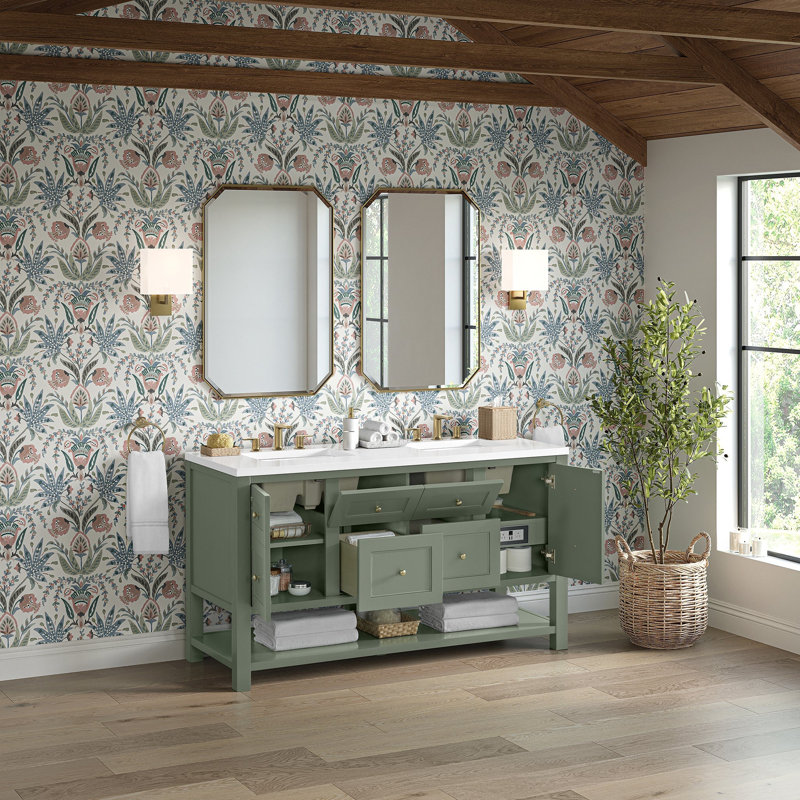 Breckenridge 59.88'' W Double Bathroom Vanity Base, Smokey Celadon