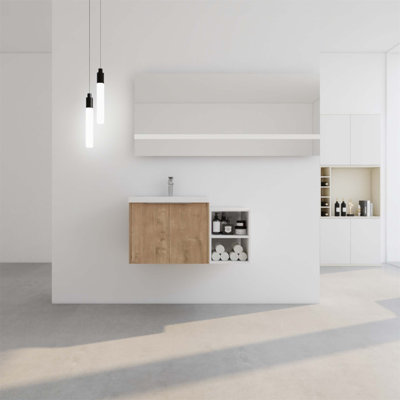Meuble-lavabo à fermeture en douceur 36 po avec lavabo, petites tablettes de rangement, armoire combinée 24 po et 12 po