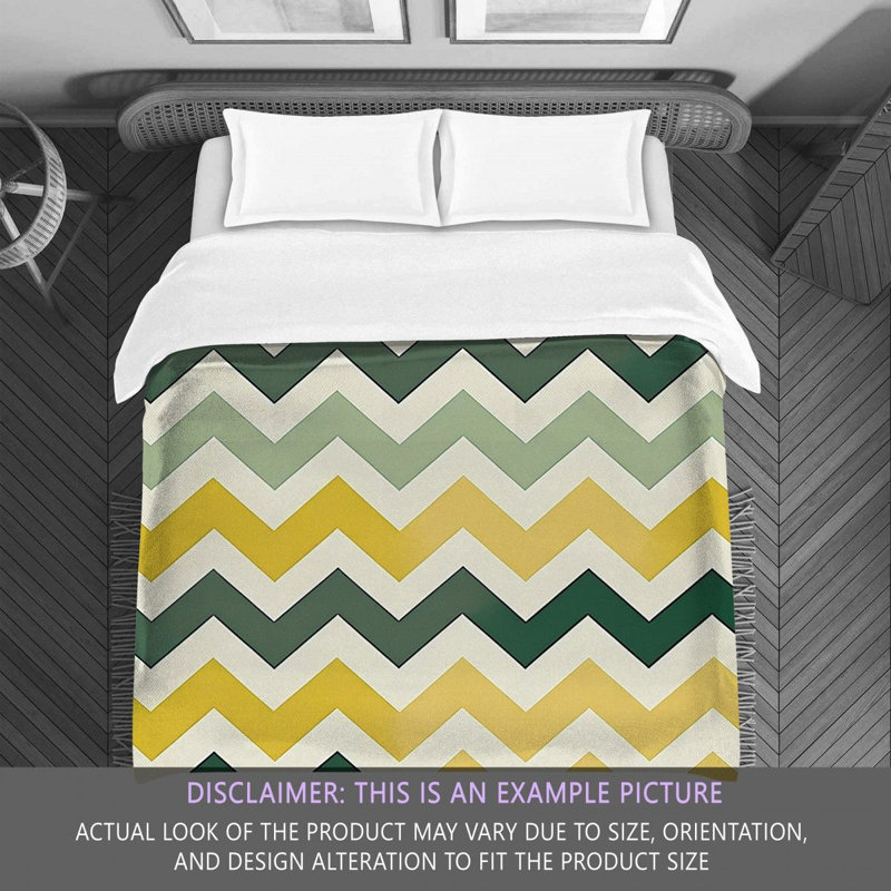 Chevron Comforter, Queen Comforter, Green/Yellow