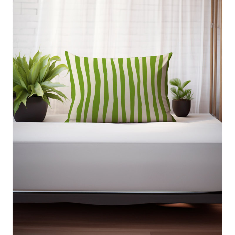 Coussin décoratif réversible Malone, H 14 po x l 20 po, Chartreuse / blanc cassé