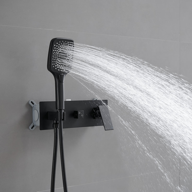 Matte Black Dual Head Rain Shower System with Handheld