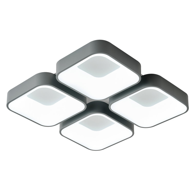 Plafonnier carré en fer forgé à 1 lumière DEL blanc mat mat