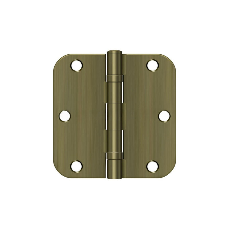 Deltana S35R5BB5 3-1/2" x 3-1/2" x 5/8" Radius Hinge, Ball Bearing in Antique Brass Pair, Antique Brass