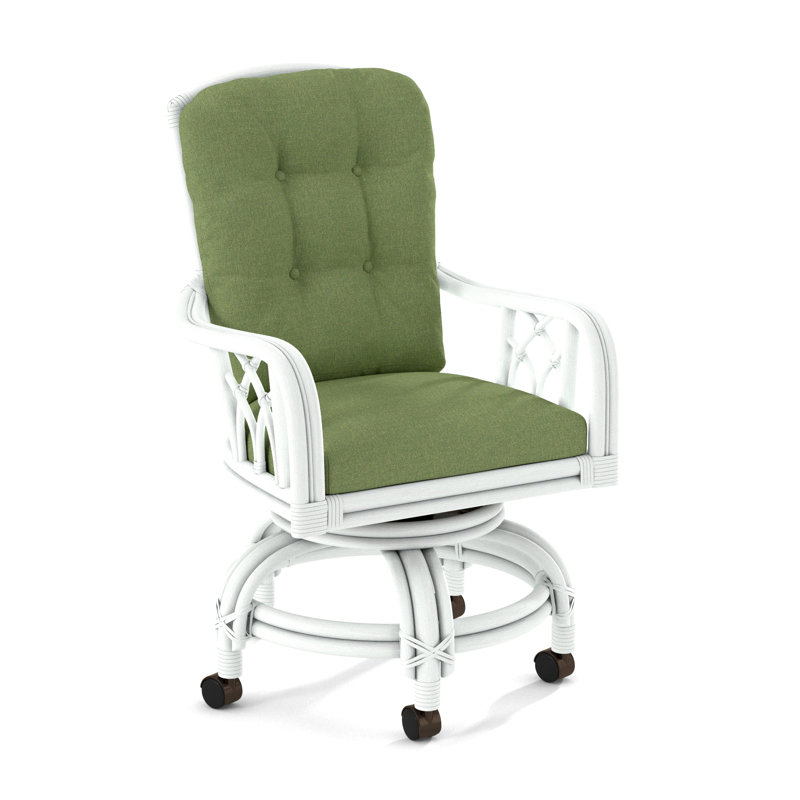 Edgewater Castered Arm Chair, Beige Performance Fabric; 0851-73, Frost White
