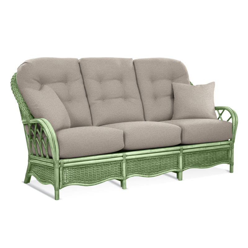 Everglade Upholstered 76'' Sofa, Beige Performance Fabric; 0851-73, Celery