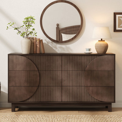 Commode double 6 tiroirs avec pieds en bois massif