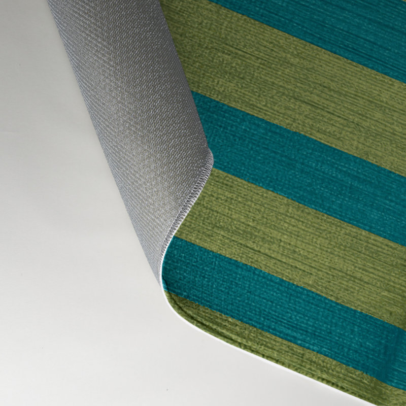 Tapis intérieur / extérieur vert HorizontalStripes, Rectangulaire 3 pi x 5 pi