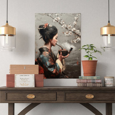 Reproduction d'art sur toile, art de fumer des fleurs de cerisier, fleurs de cerisier, affiche rétro