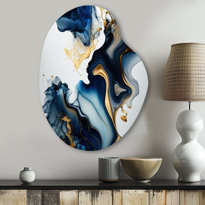 Abstract Geode Marble Blue I - Abstract Marble Pear Shape Metal Wall Sculpture