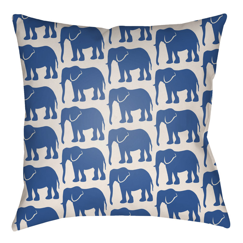 Housse et insert de coussin extérieur carré Lolita Elephant Elephant, H 16 po x l 16 po, Rouge coquelicot / ivoire