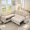 Canapé-lit modulaire convertible de 81 po avec lit escamotable de 81 po, canapé en velours côtelé modulaire en L moderne à 5 places avec méridienne de rangement et chargement USB pour le salon et l’appartement