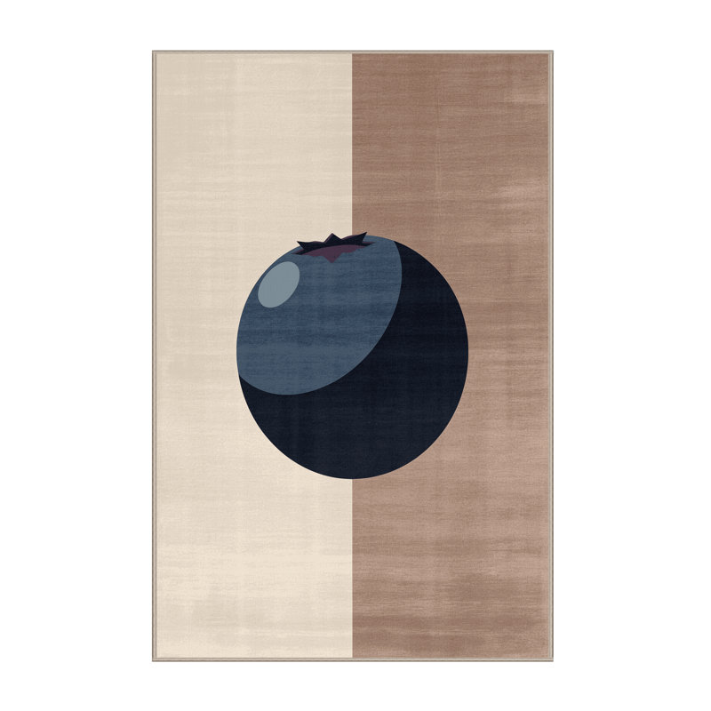 Machine Washable Aedan Blueberry Minimalist Rug in Gray – Beige Binding, 2x3
